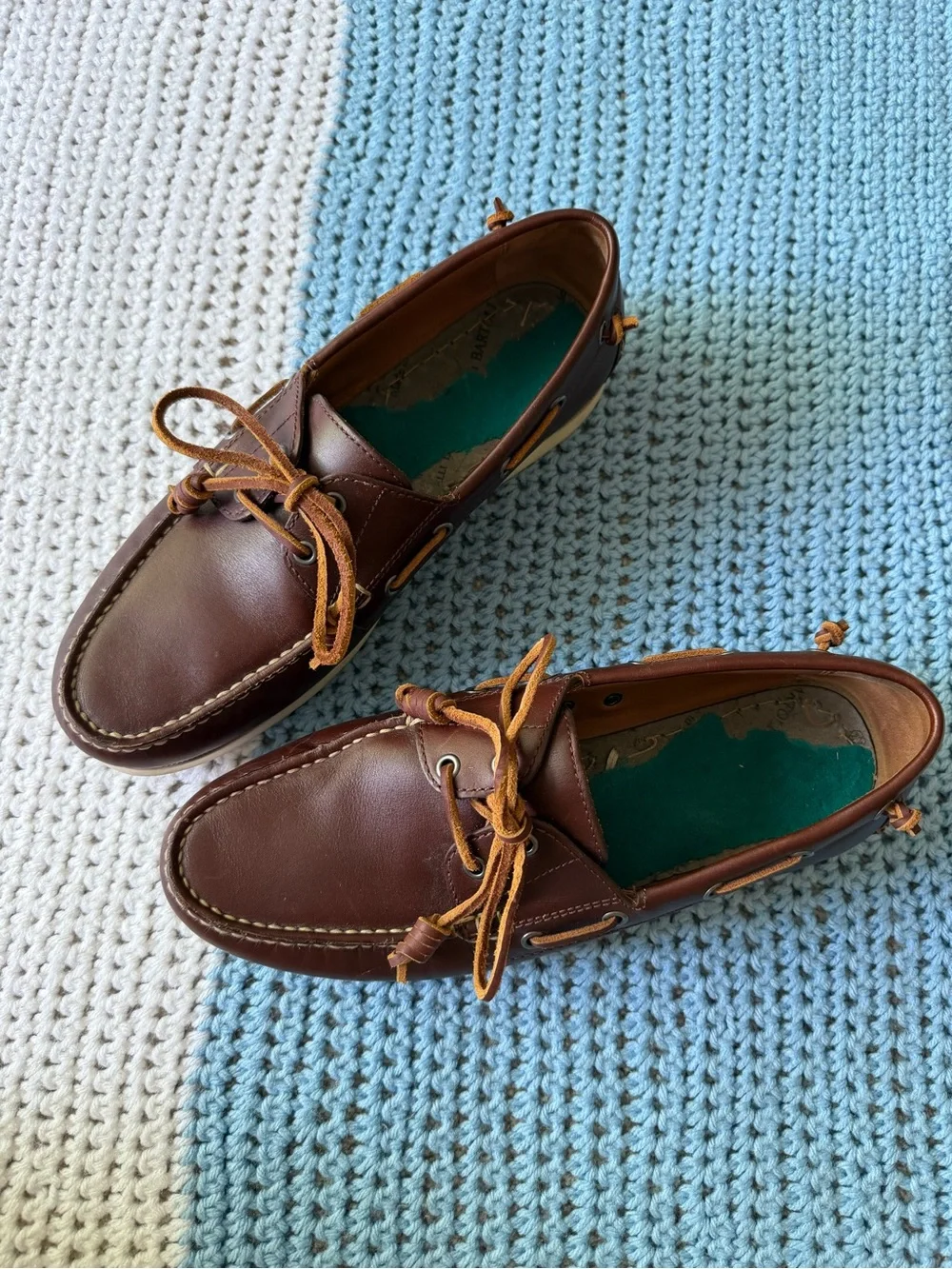 Polo Ralph Lauren Men's Brown Leather Boat Shoes with Contrast Laces